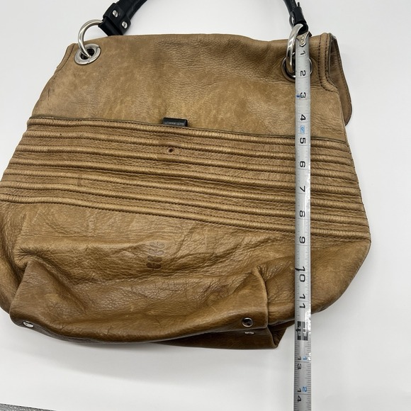 Gorgeous Vintage Orla Kiely Brown Embossed Leather Handbag Large - Picture 9 of 10